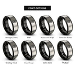font options for inside engraving on black & grey industrial sensor rings