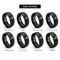 font options for inside engraving on black industrial sensor rings