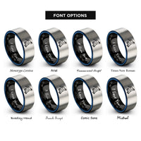 font options for inside engraving on black & blue & gray indy grab rings