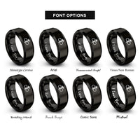 font options for inside engraving on black infinity cross rings
