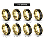 font options for inside engraving on black & gold infinity horse heart rings