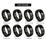 font options for inside engraving on black infinity music note rings