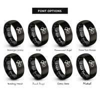 font options for inside engraving on black infinity music note rings
