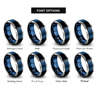 font options for inside engraving on blue & grey infinity paw rings