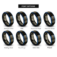 font options for inside engraving on gunmetal & blue infinity paw rings