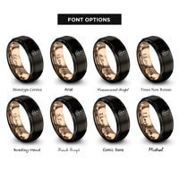 font options for inside engraving on black & rose gold infinity violin bow rings