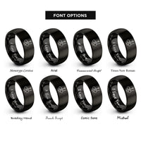 font options for inside engraving on black infinity violin bow rings