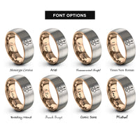 font options for inside engraving on rose gold & gray infinity violin bow rings