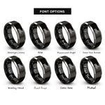 font options for inside engraving on black & silver inflatable kayak paddle rings