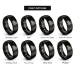 font options for inside engraving on black inflatable kayak paddle rings