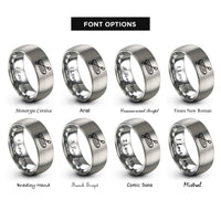 font options for inside engraving on grey inflatable kayak paddle rings