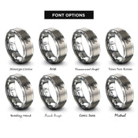 font options for inside engraving on silver inflatable kayak paddle rings