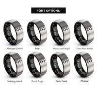 font options for inside engraving on black & gray ingwaz rings
