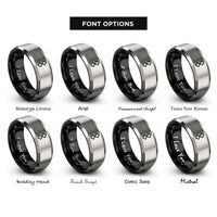 font options for inside engraving on black & gray ingwaz rings