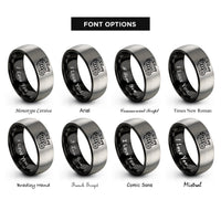 font options for inside engraving on black & grey inline 4 engine rings