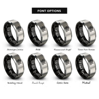 font options for inside engraving on black & grey inline 4 engine rings