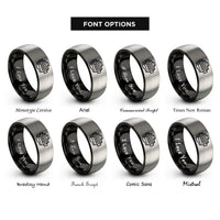 font options for inside engraving on black & grey inline 6 engine rings