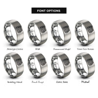 font options for inside engraving on grey inline six engine rings