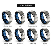 font options for inside engraving on black & blue & grey inline skates rings