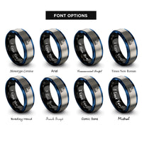 font options for inside engraving on black & blue & silver inline skates rings