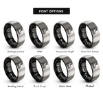 font options for inside engraving on black & gray inline skates rings