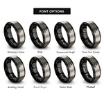 font options for inside engraving on black & gray inline skates rings