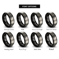 font options for inside engraving on black & gray inline skates rings