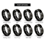 font options for inside engraving on black & grey inline skates rings