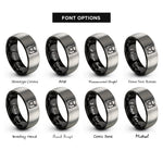 font options for inside engraving on black & silver instant camera rings