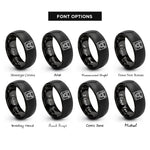 font options for inside engraving on black instant camera rings
