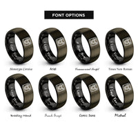 font options for inside engraving on gunmetal & black instant camera rings