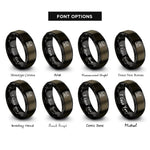 font options for inside engraving on gunmetal & black instant camera rings
