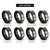 font options for inside engraving on black & grey instrument plug rings