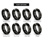 font options for inside engraving on black & gray instrument plug rings