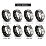 font options for inside engraving on black & grey instrument plug rings