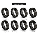 font options for inside engraving on black instrument plug rings