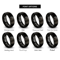 font options for inside engraving on black instrument plug rings