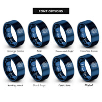 font options for inside engraving on blue insulated home shield rings