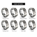 font options for inside engraving on silver insulated home shield rings