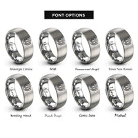 font options for inside engraving on silver insulated home shield rings
