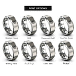 font options for inside engraving on gray insulated home shield rings