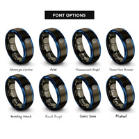 font options for inside engraving on gunmetal & blue insulated home shield rings