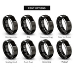 font options for inside engraving on black & silver integral rings