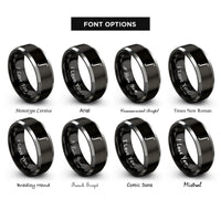 font options for inside engraving on black & silver integral rings