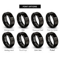 font options for inside engraving on black integral rings