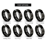 font options for inside engraving on black & gray integral symbol rings