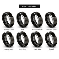 font options for inside engraving on black & gray integral symbol rings