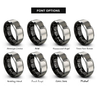 font options for inside engraving on black & silver integral symbol rings