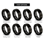 font options for inside engraving on black integral symbol rings