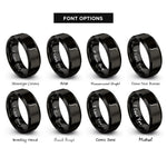 font options for inside engraving on black integral symbol rings